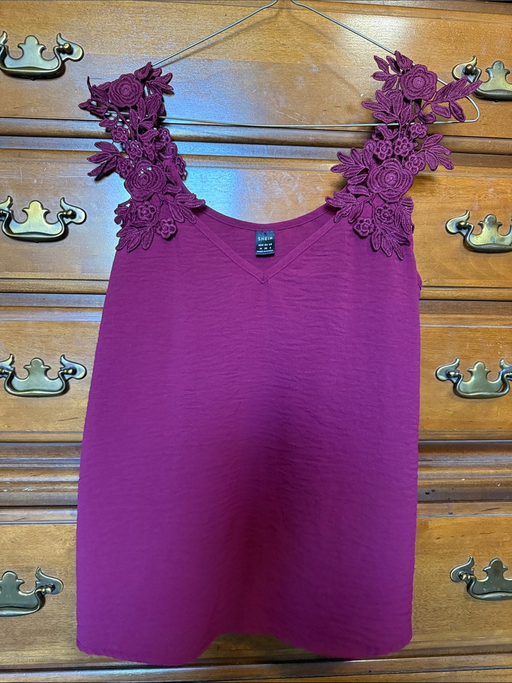 Floral Lace-Shoulder Sleeveless Top